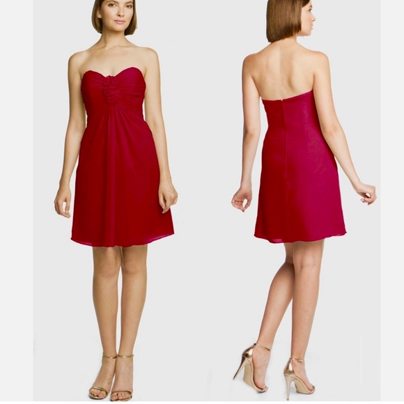 Designer Strapless Mini Formal Bridesmaid Baby Doll Party Dress RUBY RED~12~NWT - Picture 3 of 9